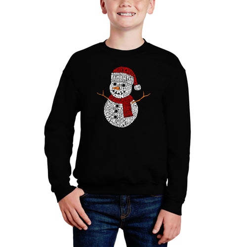 Christmas Snowman - Boy's Word Art Crewneck Sweatshirt