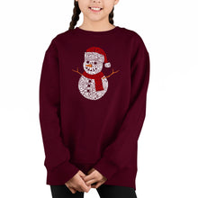 Load image into Gallery viewer, Christmas Snowman - Girl&#39;s Word Art Crewneck Sweatshirt