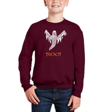 Load image into Gallery viewer, Halloween Ghost - Boy&#39;s Word Art Crewneck Sweatshirt