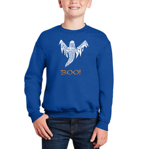 Halloween Ghost - Boy's Word Art Crewneck Sweatshirt