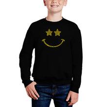 Load image into Gallery viewer, Rockstar Smiley - Boy&#39;s Word Art Crewneck Sweatshirt