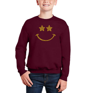Rockstar Smiley - Boy's Word Art Crewneck Sweatshirt