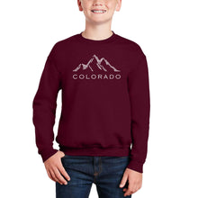Load image into Gallery viewer, Colorado Ski Towns - Boy&#39;s Word Art Crewneck Sweatshirt