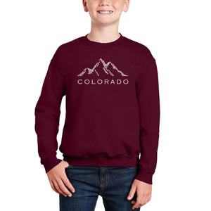 Colorado Ski Towns - Boy's Word Art Crewneck Sweatshirt