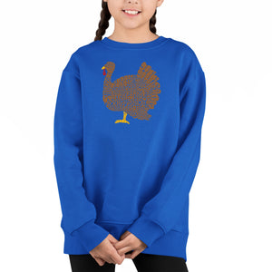 Thanksgiving - Girl's Word Art Crewneck Sweatshirt