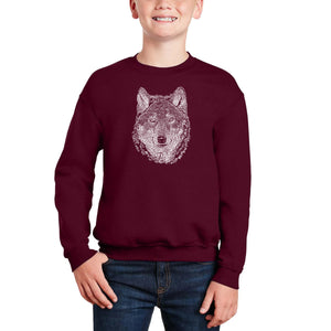 Wolf - Boy's Word Art Crewneck Sweatshirt