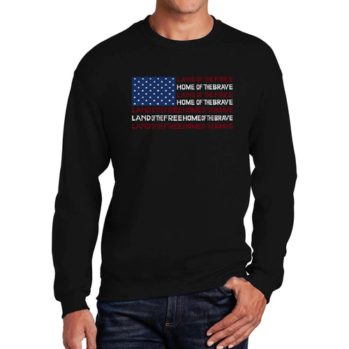 Land of the Free American Flag  - Men's Word Art Crewneck Sweatshirt