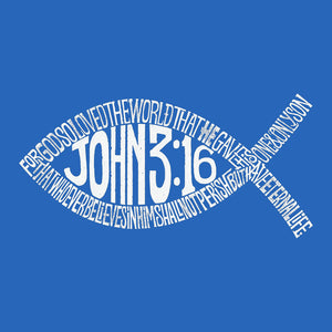 John 3:16 Fish Symbol - Women's Word Art V-Neck T-Shirt