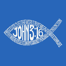Load image into Gallery viewer, John 3:16 Fish Symbol -  Men&#39;s Word Art Crewneck Sweatshirt