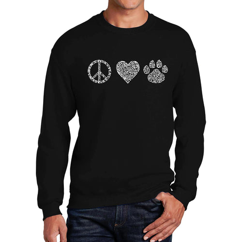 Peace Love Cats  - Men's Word Art Crewneck Sweatshirt