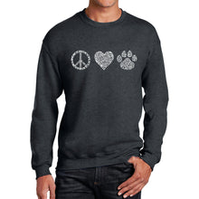 Load image into Gallery viewer, Peace Love Cats  - Men&#39;s Word Art Crewneck Sweatshirt