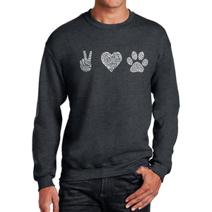 Peace Love Dogs  - Men's Word Art Crewneck Sweatshirt