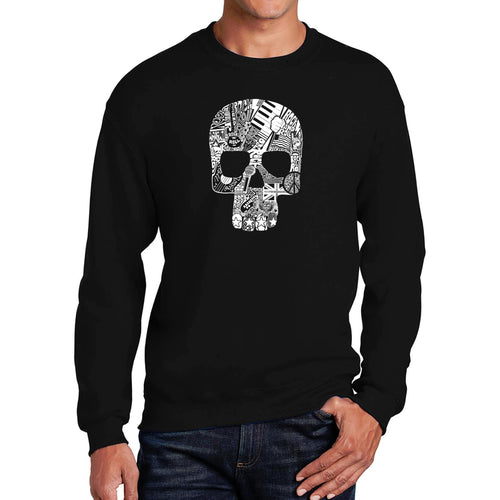 Rock n Roll Skull - Men's Word Art Crewneck Sweatshirt
