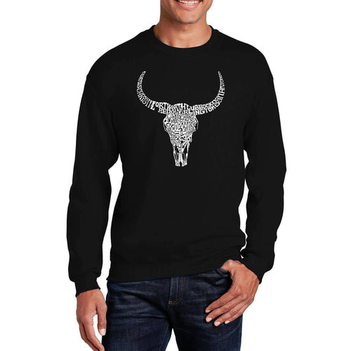 Texas Skull - Men's Word Art Crewneck Sweatshirt