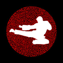Load image into Gallery viewer, LA Pop Art Boy&#39;s Word Art Hooded Sweatshirt - Types of Martial Arts