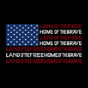 Land Of The Free American Flag - Boy's Word Art Crewneck Sweatshirt
