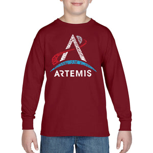 NASA Artemis Logo - Boy's Word Art Long Sleeve T-Shirt