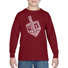 Load image into Gallery viewer, Hanukkah Dreidel - Boy&#39;s Word Art Long Sleeve T-Shirt