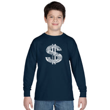 Load image into Gallery viewer, Dollar Sign - Boy&#39;s Word Art Long Sleeve