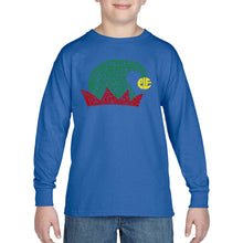 Load image into Gallery viewer, Christmas Elf Hat - Boy&#39;s Word Art Long Sleeve T-Shirt