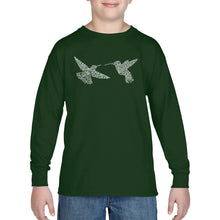 Load image into Gallery viewer, Hummingbirds - Boy&#39;s Word Art Long Sleeve T-Shirt