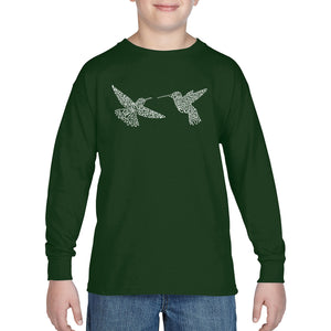 Hummingbirds - Boy's Word Art Long Sleeve T-Shirt