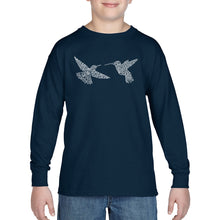 Load image into Gallery viewer, Hummingbirds - Boy&#39;s Word Art Long Sleeve T-Shirt