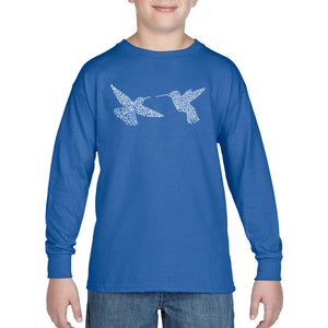 Hummingbirds - Boy's Word Art Long Sleeve T-Shirt
