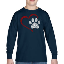 Load image into Gallery viewer, Paw Heart - Boy&#39;s Word Art Long Sleeve T-Shirt