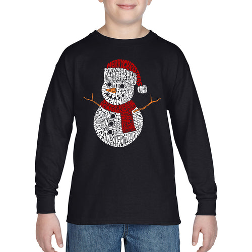Christmas Snowman - Boy's Word Art Long Sleeve T-Shirt