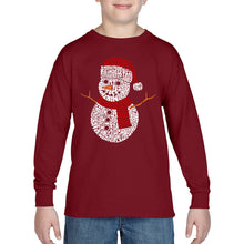 Load image into Gallery viewer, Christmas Snowman - Boy&#39;s Word Art Long Sleeve T-Shirt
