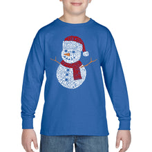 Load image into Gallery viewer, Christmas Snowman - Boy&#39;s Word Art Long Sleeve T-Shirt