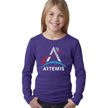 Load image into Gallery viewer, NASA Artemis Logo - Girl&#39;s Word Art Long Sleeve T-Shirt