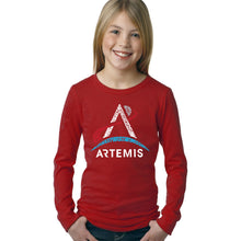 Load image into Gallery viewer, NASA Artemis Logo - Girl&#39;s Word Art Long Sleeve T-Shirt