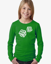 Load image into Gallery viewer, LA Pop Art Girl&#39;s Word Art Long Sleeve - DIFFERENT ROLLS THROWN IN THE GAME OF CRAPS