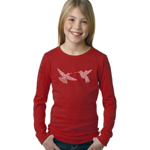 Hummingbirds - Girl's Word Art Long Sleeve T-Shirt