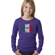 Load image into Gallery viewer, Latina Lips  - Girl&#39;s Word Art Long Sleeve