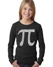 Load image into Gallery viewer, LA Pop Art Girl&#39;s Word Art Long Sleeve - THE FIRST 100 DIGITS OF PI