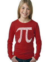 Load image into Gallery viewer, LA Pop Art Girl&#39;s Word Art Long Sleeve - THE FIRST 100 DIGITS OF PI