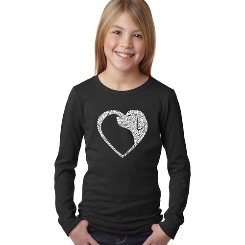 Dog Heart - Girl's Word Art Long Sleeve T-Shirt