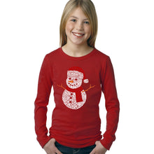Load image into Gallery viewer, Christmas Snowman - Girl&#39;s Word Art Long Sleeve T-Shirt