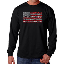 Load image into Gallery viewer, Men&#39;s Word Art Long Sleeve T-shirt - Fireworks American Flag