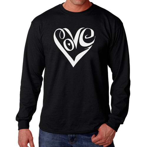 Script Love Heart  - Men's Word Art Long Sleeve T-Shirt