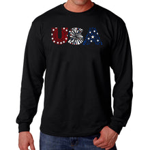 Load image into Gallery viewer, USA Fireworks - Men&#39;s Word Art Long Sleeve T-Shirt