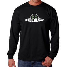 Load image into Gallery viewer, Believe UFO - Men&#39;s Word Art Long Sleeve T-Shirt