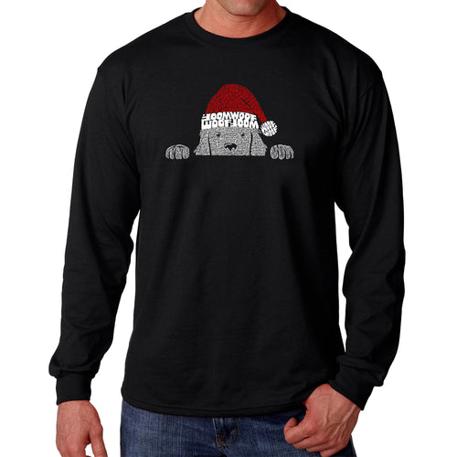 Christmas Peeking Dog - Men's Word Art Long Sleeve T-Shirt