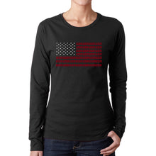 Load image into Gallery viewer, USA Flag  - Women&#39;s Word Art Long Sleeve T-Shirt