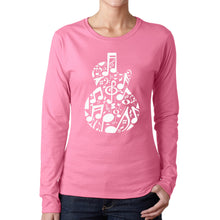 Load image into Gallery viewer, Music Notes Guitar - Women&#39;s Word Art Long Sleeve T-Shirt