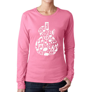Music Notes Guitar - Women's Word Art Long Sleeve T-Shirt