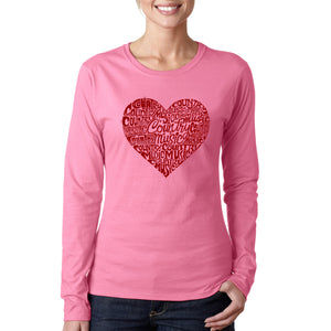 Country Music Heart - Women's Word Art Long Sleeve T-Shirt